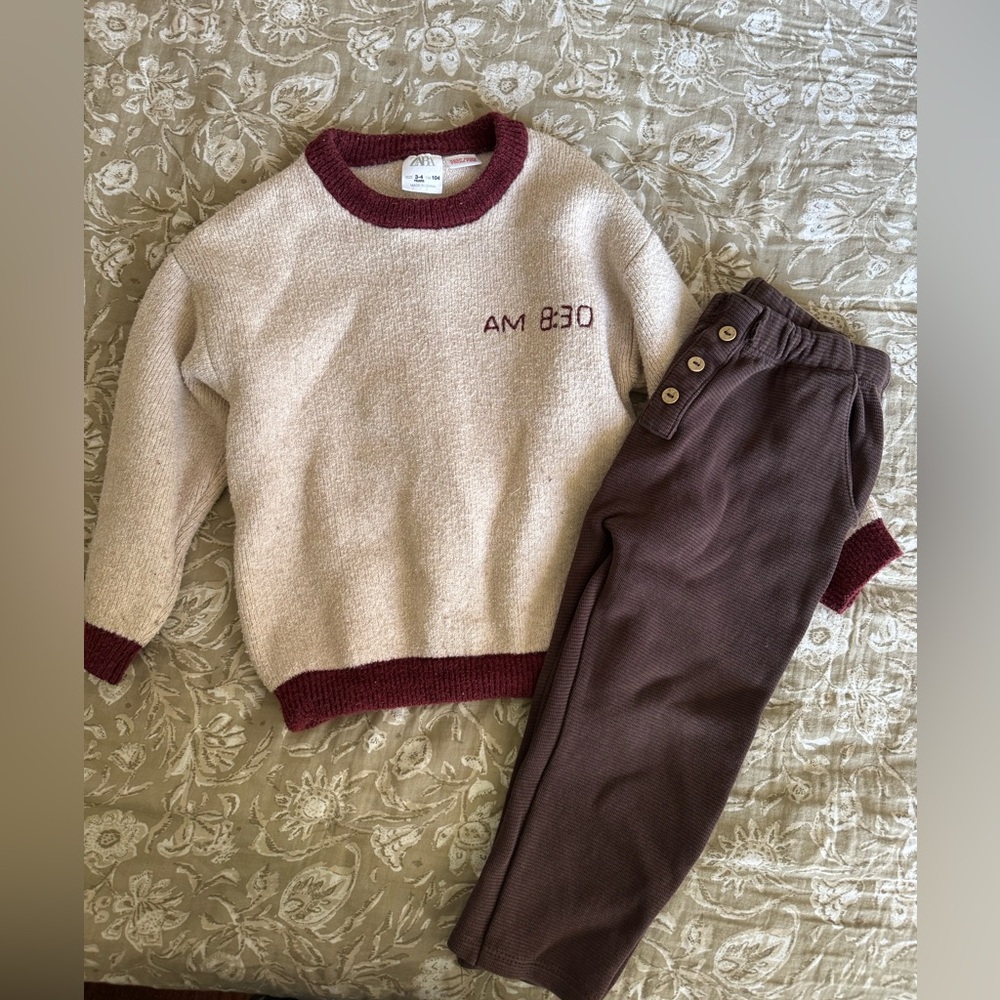 Zara sweater and pants outfit